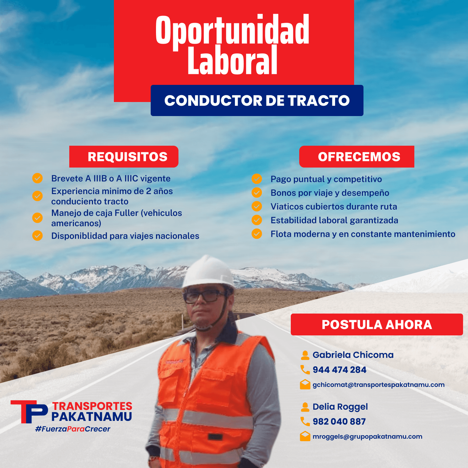 ¡Estamos en búsqueda de nuevos conductores para nuestra flota nacional!